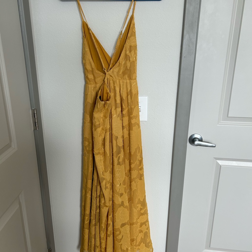 Lulu's Mustard Yellow Flowy Maxi Dress - Picture 2 of 3